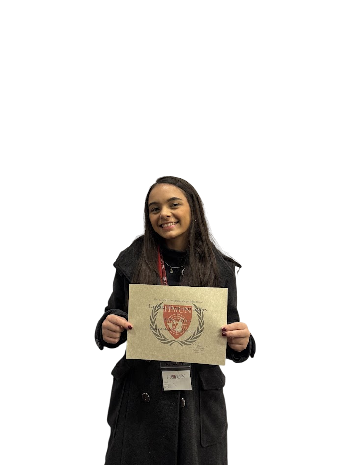 Alunos da BeBlueMUN com certificados